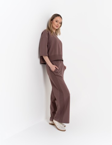 Bluza dresowa damska o luźnym kroju bez kaptura - FIOLETOWY  - produkt 2