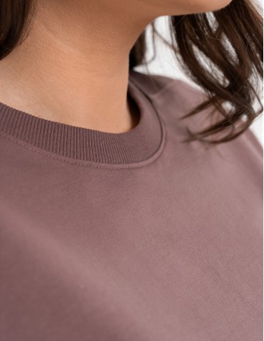 Bluzy dresowe - Bluza dresowa damska o luźnym kroju bez kaptura MOKKA - produkt 4