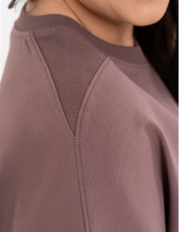 Bluzy dresowe - Bluza dresowa damska o luźnym kroju bez kaptura MOKKA - produkt 6