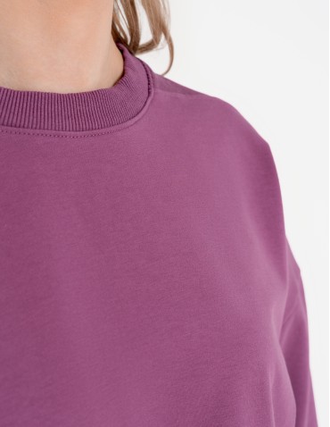 Bluza dresowa damska o luźnym kroju bez kaptura - FIOLETOWY  - produkt 2