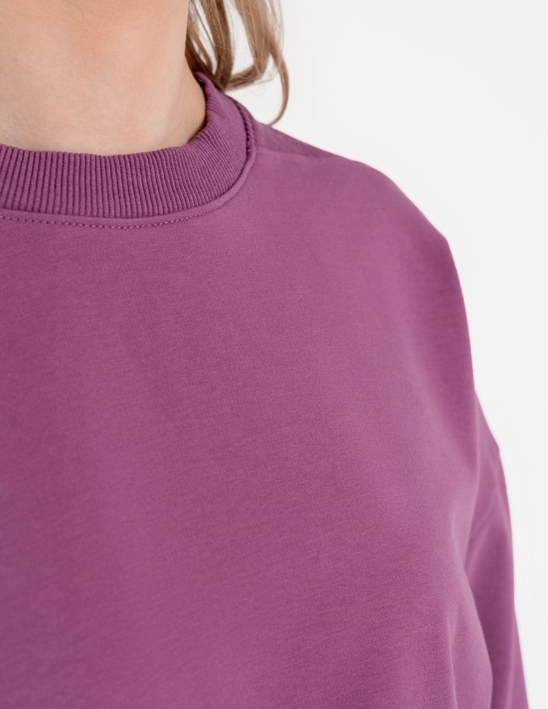 Bluzy dresowe - Bluza dresowa damska o luźnym kroju bez kaptura FIOLETOWY - produkt moraj.pl 2