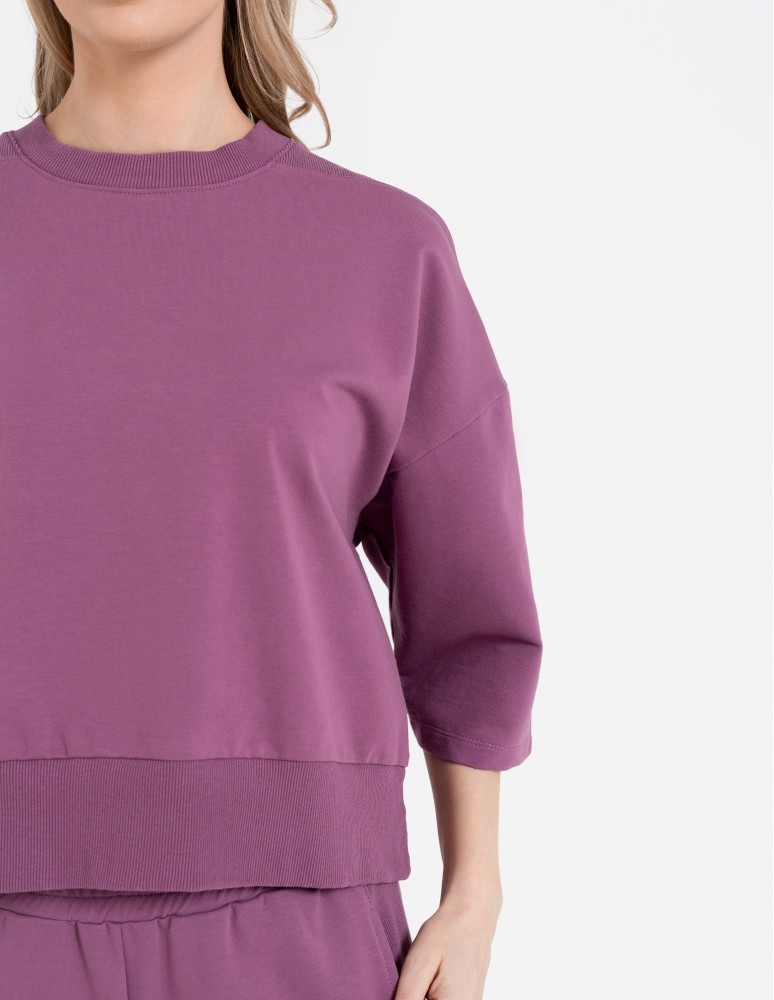 Bluzy dresowe - Bluza dresowa damska o luźnym kroju bez kaptura FIOLETOWY - produkt moraj.pl 6