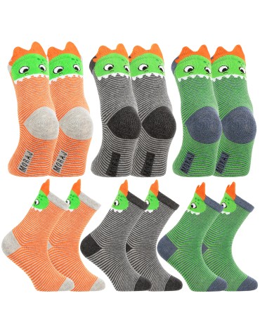 Skarpetki chłopięce bawełniane w zabawne wzory 6-pak - WIELOKOLOROWY  - produkt 2