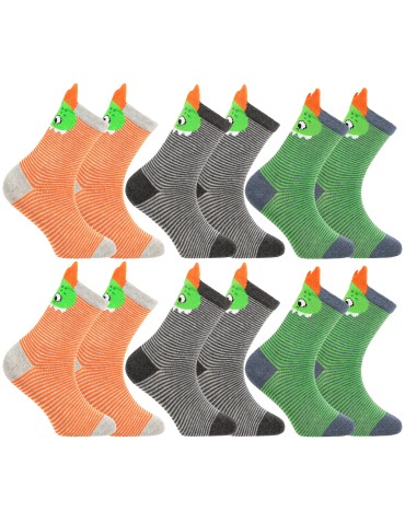 Skarpetki chłopięce bawełniane w zabawne wzory 6-pak - WIELOKOLOROWY