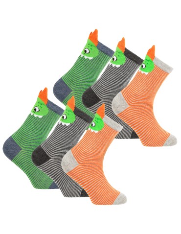Długie - Skarpetki chłopięce bawełniane w zabawne wzory 6-pak WIELOKOLOROWY - produkt 3