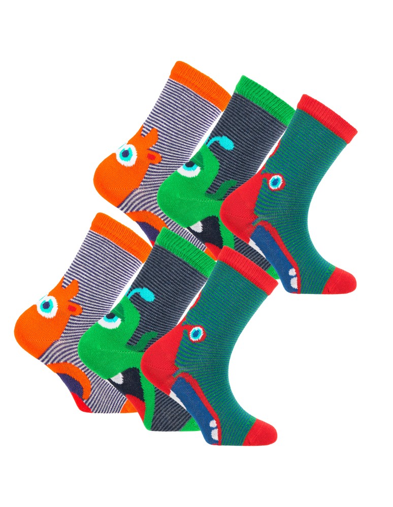 DO KOSTKI - Chłopięce skarpetki bawełniane kolorowe w zabawne potworki 6-pak WIELOKOLOROWY  - produkt moraj.pl 3