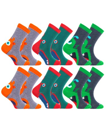 Chłopięce skarpetki bawełniane kolorowe w zabawne potworki 6-pak