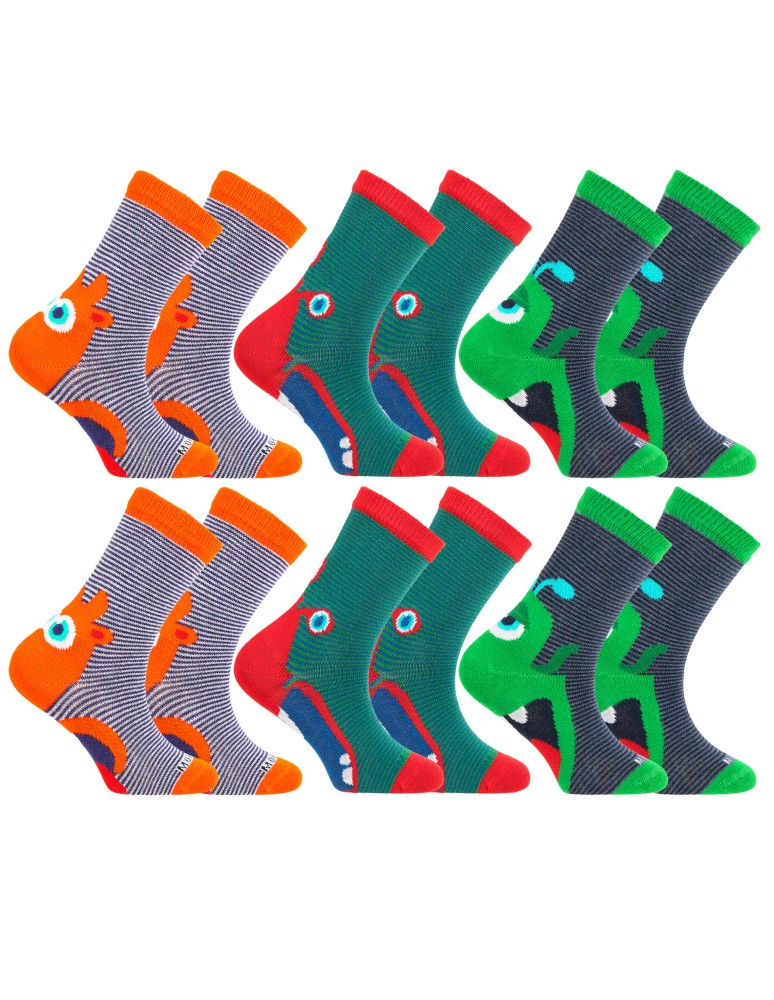 DO KOSTKI - Chłopięce skarpetki bawełniane kolorowe w zabawne potworki 6-pak WIELOKOLOROWY - produkt moraj.pl 1