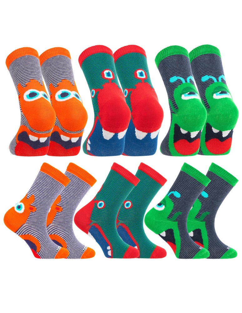 DO KOSTKI - Chłopięce skarpetki bawełniane kolorowe w zabawne potworki 6-pak WIELOKOLOROWY  - produkt moraj.pl 2