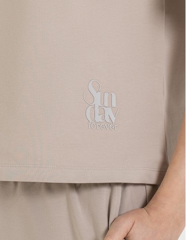 T-shirt damski o luźnym kroju z napisami - SZARY  - produkt 2