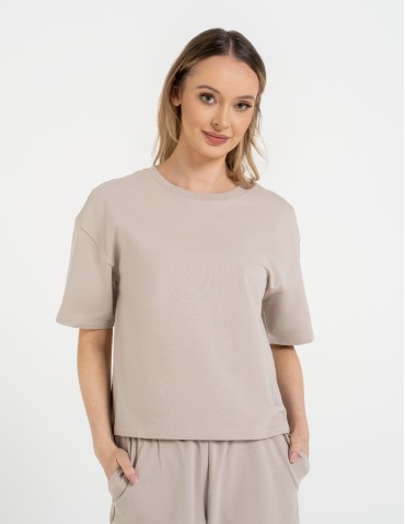 Koszulki z krótkim rękawem - T-shirt damski o luźnym kroju z napisami SZARY - produkt 5