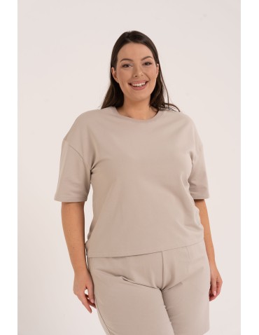 Koszulki z krótkim rękawem - T-shirt damski o luźnym kroju z napisami SZARY - produkt 5