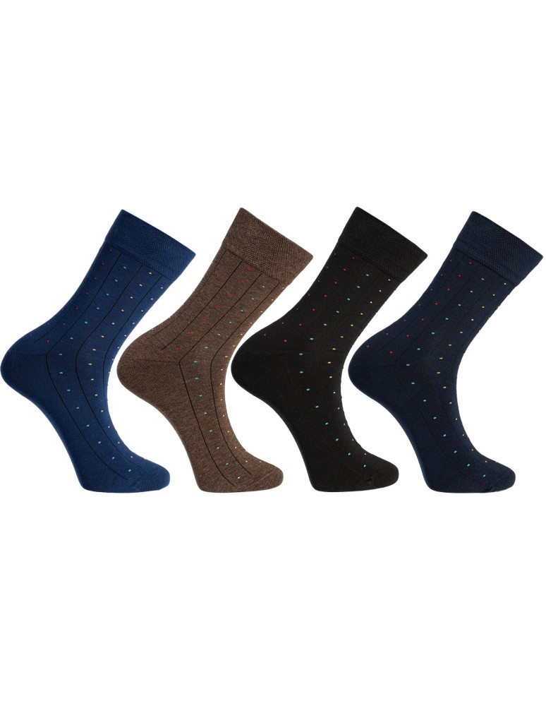 Skarpetki długie - Skarpety męskie bawełniane garniturowe klasyczne 4-pak WIELOKOLOROWY - produkt moraj.pl 1