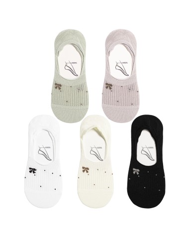 Skarpetki damskie niskie stopki bawełniane z motywem kokardki i kropek 5-pak