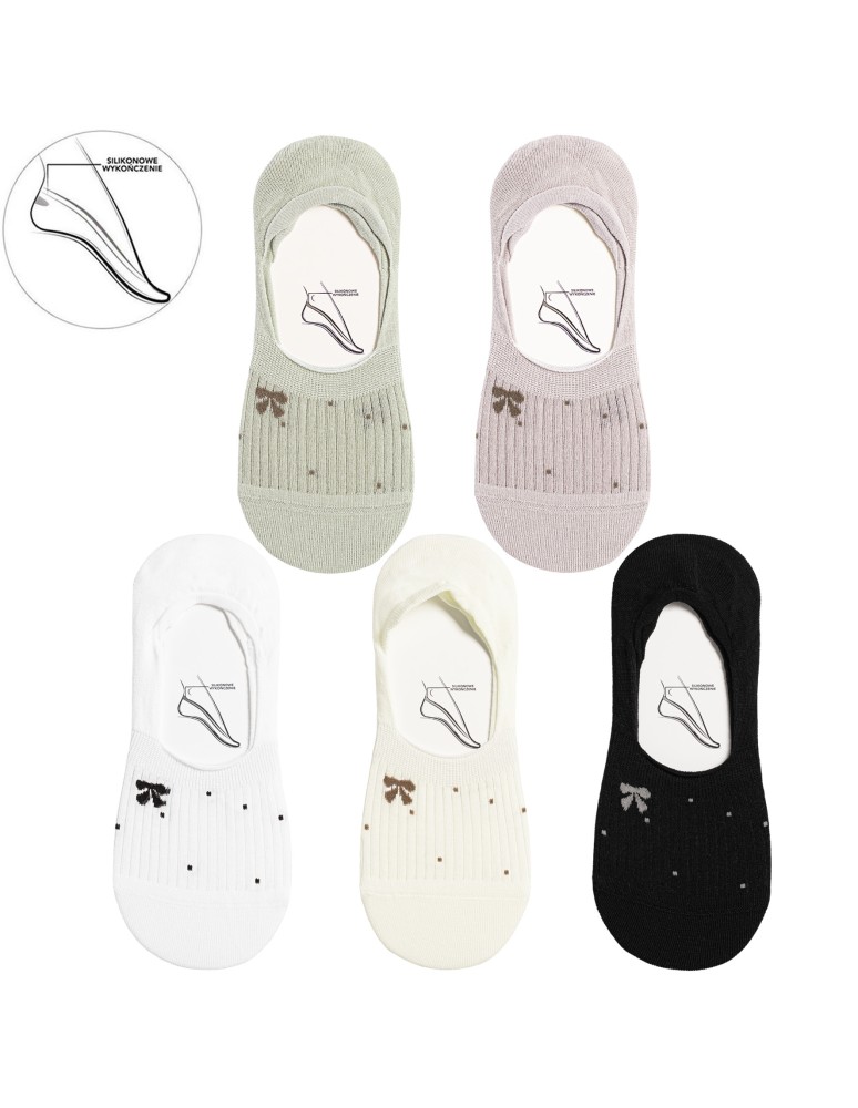 Niskie stopki - Skarpetki damskie niskie stopki bawełniane z motywem kokardki i kropek 5-pak WIELOKOLOROWY  - produkt moraj.pl 6