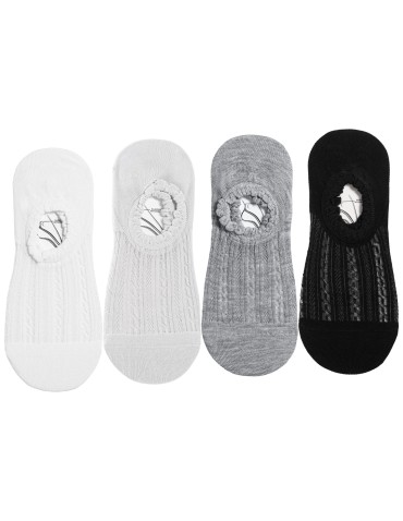 Niskie stopki - Skarpetki damskie niskie stopki z wiskozy bambusowej prążkowane 4-pak WIELOKOLOROWY - produkt 6