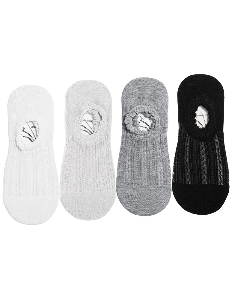 Niskie stopki - Skarpetki damskie niskie stopki z wiskozy bambusowej prążkowane 4-pak WIELOKOLOROWY - produkt moraj.pl 6