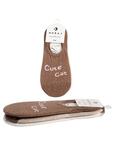 Niskie stopki - Skarpetki damskie niskie stopki bawełniane z motywem kotka 3-pak WIELOKOLOROWY - produkt 5