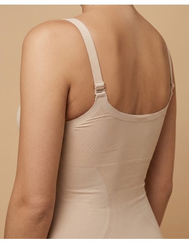 Bielizna damska - Body modelujące damskie mocno kompresyjne z odpinanymi ramiączkami BEŻOWY - produkt 3