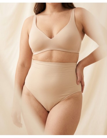 Majtki damskie figi wyszczuplające z wysokim stanem - BEŻOWY - produkt 2
