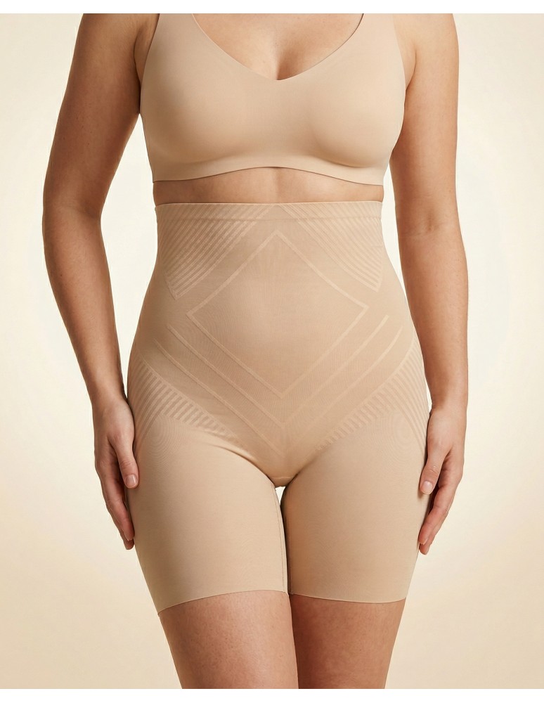 Majtki modelujące damskie figi z wysokim stanem kompresyjne BEŻOWY