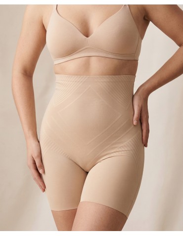 Majtki modelujące damskie figi z wysokim stanem kompresyjne - BEŻOWY - produkt 2