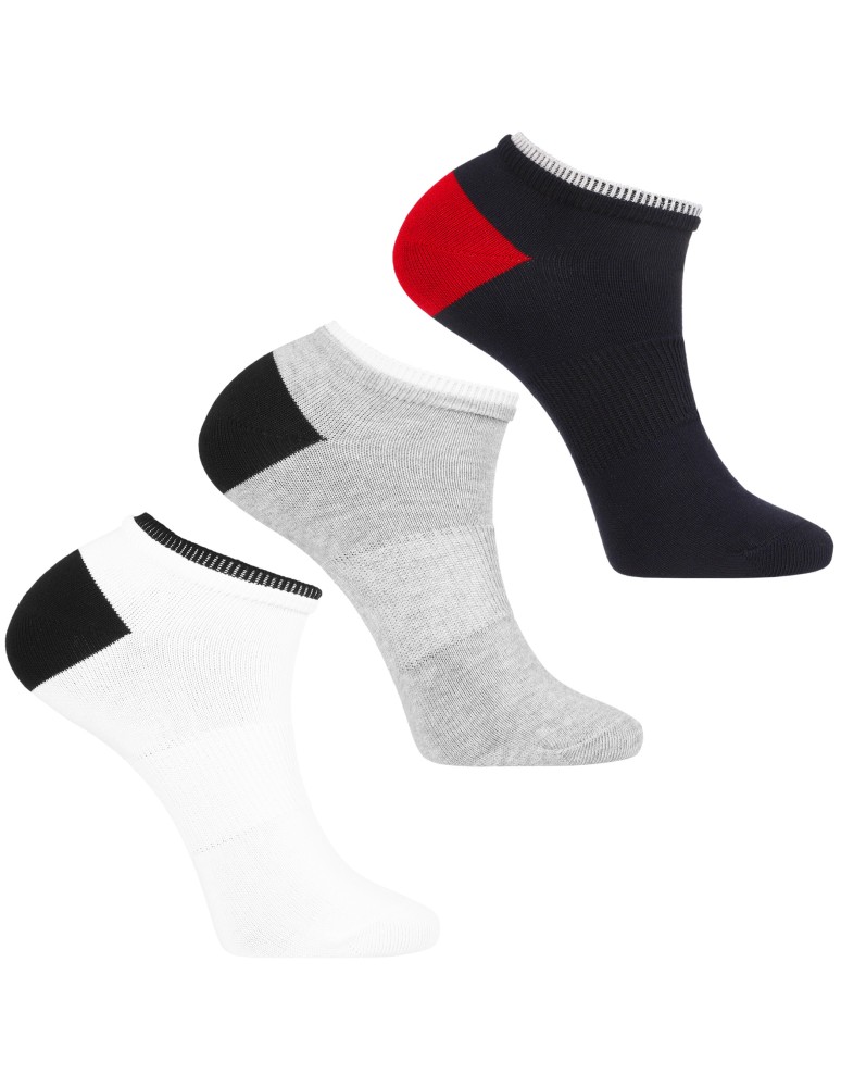 Skarpetki stopki męskie bawełniane z kontrastowym akcentem 3-pak WIELOKOLOROWY