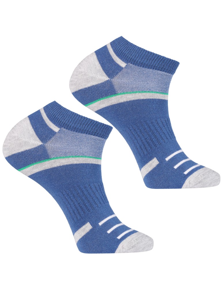 Stopki klasyczne - Męskie stopki skarpetki bawełniane z kolorowymi paskami 3-pak WIELOKOLOROWY  - produkt moraj.pl 2