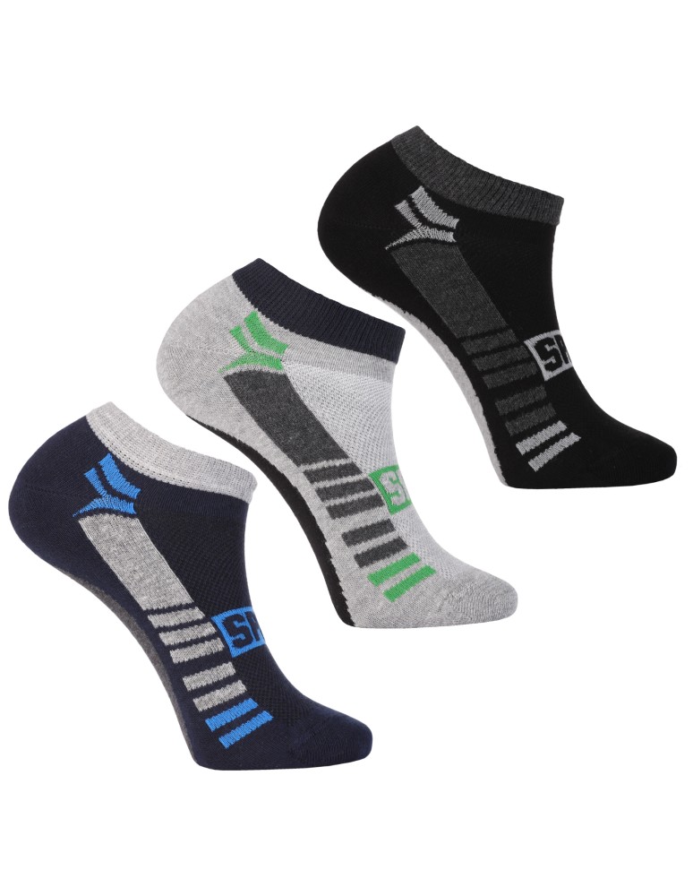 Stopki klasyczne - Skarpety męskie stopki bawełniane ze sportowym akcentem 3-pak WIELOKOLOROWY  - produkt moraj.pl 3