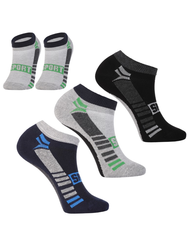 Stopki klasyczne - Skarpety męskie stopki bawełniane ze sportowym akcentem 3-pak WIELOKOLOROWY - produkt moraj.pl 1