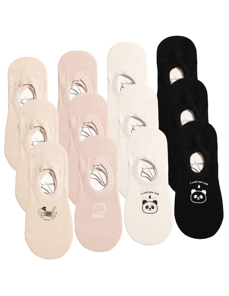 Niskie stopki - Skarpetki damskie niskie stopki wiskozowe z uroczymi zwierzątkami 12-pak WIELOKOLOROWY - produkt moraj.pl 1
