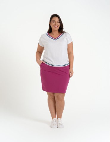 Spódnice damskie - Spódnica damska dresowa ołówkowa z bawełny wiązana w pasie FUKSJA - produkt 1