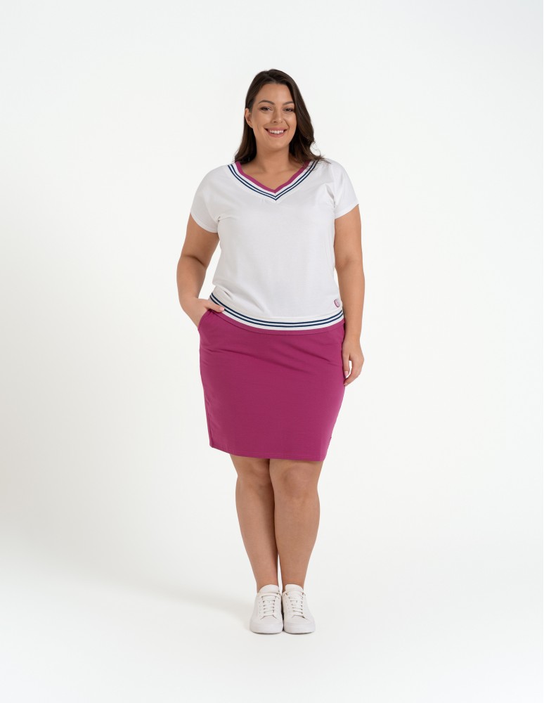 Spódnica damska dresowa ołówkowa z bawełny wiązana w pasie FUKSJA