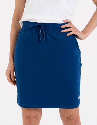 Spódnice damskie - Spódnica damska dresowa ołówkowa z bawełny wiązana w pasie GRANATOWY - produkt 3