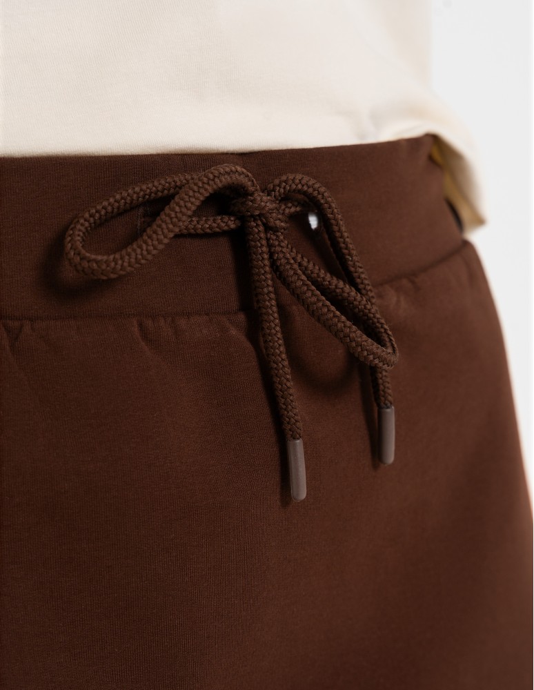 Spódnice damskie - Spódnica damska dresowa ołówkowa z bawełny wiązana w pasie BRĄZOWY - produkt moraj.pl 5