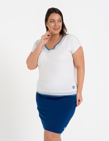 Spódnice damskie - Spódnica damska dresowa ołówkowa z bawełny wiązana w pasie GRANATOWY - produkt 7