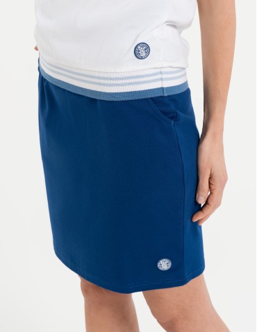 Spódnice damskie - Spódnica damska dresowa ołówkowa z bawełny wiązana w pasie GRANATOWY - produkt 14