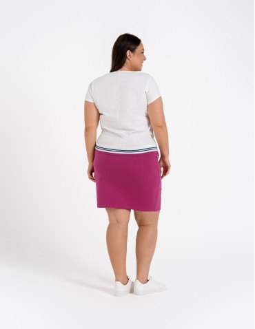 Spódnice damskie - Spódnica damska dresowa ołówkowa z bawełny wiązana w pasie FUKSJA - produkt 6