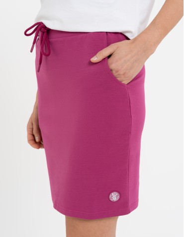 Spódnice damskie - Spódnica damska dresowa ołówkowa z bawełny wiązana w pasie FUKSJA - produkt 10