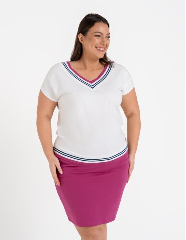 Spódnice damskie - Spódnica damska dresowa ołówkowa z bawełny wiązana w pasie FUKSJA - produkt 13