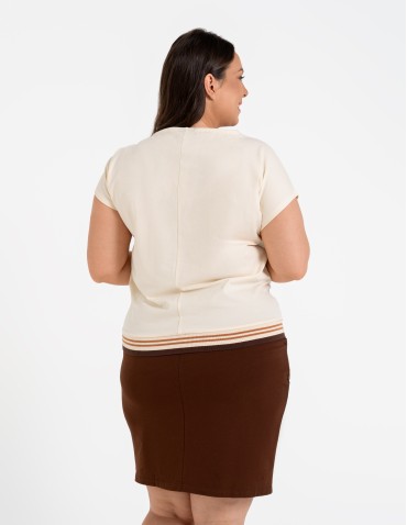 Spódnice damskie - Spódnica damska dresowa ołówkowa z bawełny wiązana w pasie BRĄZOWY - produkt 11