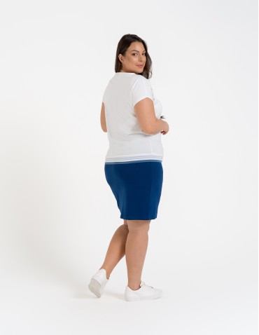 Bluzki i koszule - Bluzka damska bawełniana z krótkim rękawem i dekoltem V GRANATOWY - produkt 8