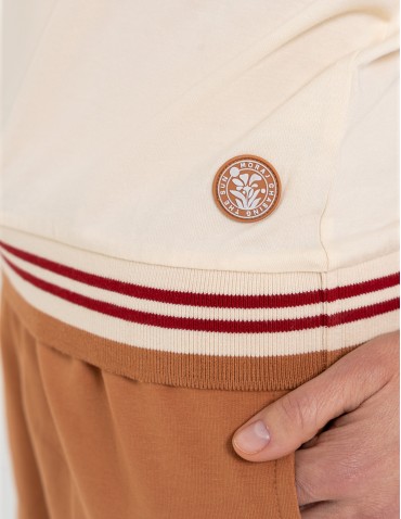 Bluzki i koszule - Bluzka damska bawełniana z krótkim rękawem i dekoltem V BEŻOWY - produkt 14