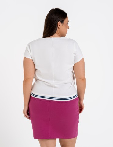 Bluzki i koszule - Bluzka damska bawełniana z krótkim rękawem i dekoltem V FUKSJA - produkt 7