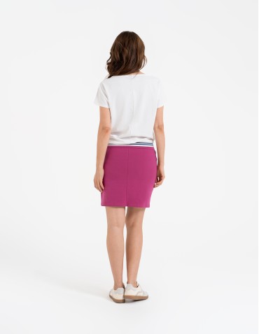 Bluzki i koszule - Bluzka damska bawełniana z krótkim rękawem i dekoltem V FUKSJA - produkt 9