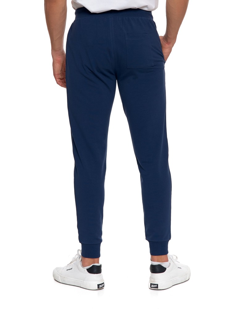 Spodnie męskie - Męskie spodnie dresowe z kieszeniami i ściągaczem GRANATOWY  - produkt moraj.pl 6