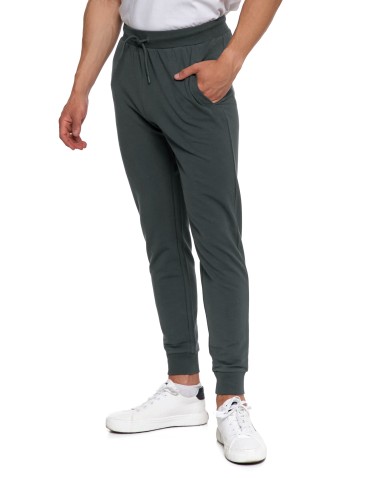 Spodnie męskie - Męskie spodnie dresowe z kieszeniami i ściągaczem SZARY - produkt 7