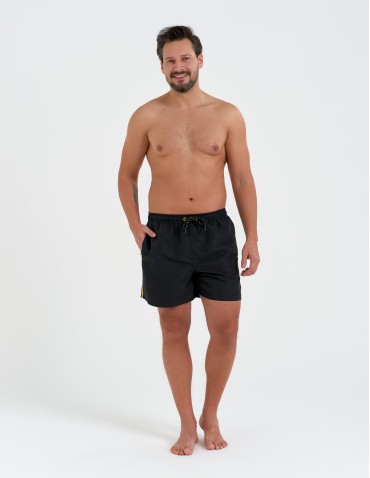Szorty plażowe - Spodenki męskie kąpielowe szorty plażowe szybkoschnące z kieszeniami CZARNY - produkt 1