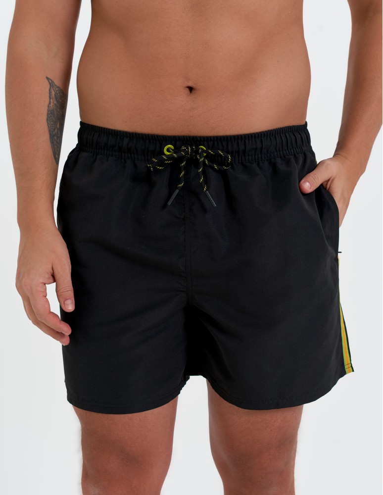 Szorty plażowe - Spodenki męskie kąpielowe szorty plażowe szybkoschnące z kieszeniami CZARNY  - produkt moraj.pl 4