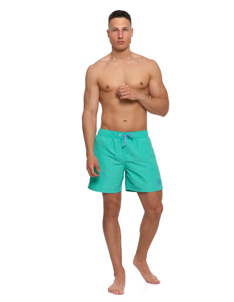 Szorty plażowe - Szorty kąpielowe męskie plus size z kieszeniami na zamek TURKUSOWY  - produkt moraj.pl 10